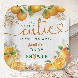 Kleine Süsse Orange Citrus Baby Dusche Pappteller