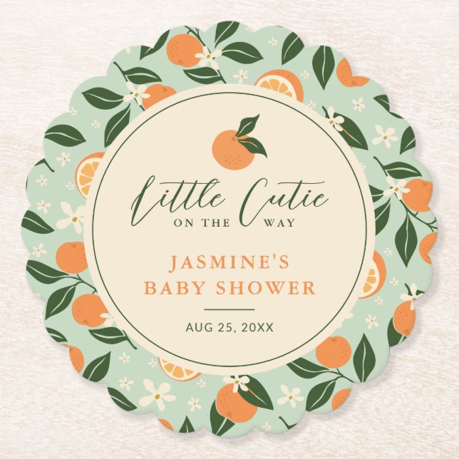 Kleine Süsse Orange Citrus Baby Dusche Untersetzer (Vorderseite)
