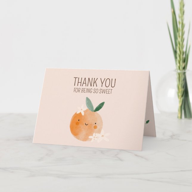 Kleine Süsse Orange Citrus Botanical Baby Dusche Dankeskarte (Vorderseite)