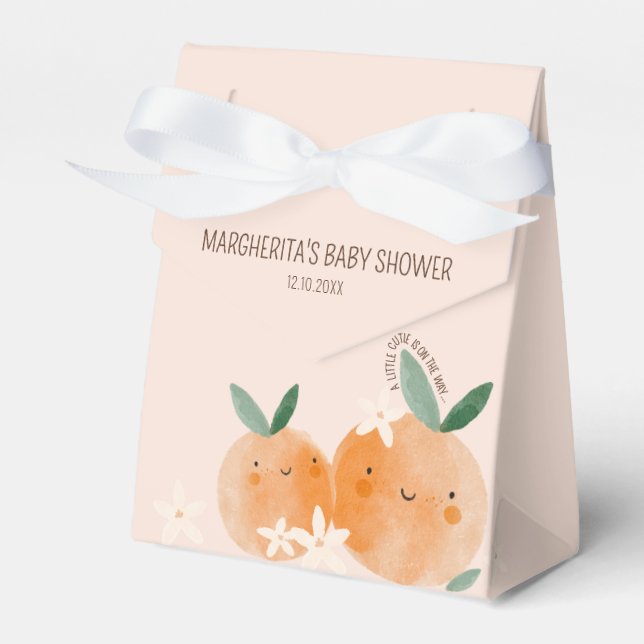 Kleine Süsse Orange Citrus Botanical Baby Dusche Geschenkschachtel (Vorderseite)