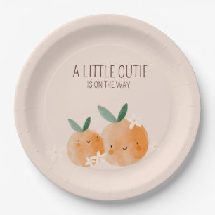 Kleine Süsse Orange Citrus Botanical Baby Dusche Pappteller