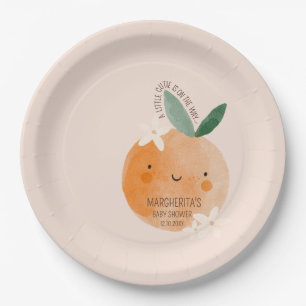 Kleine Süsse Orange Citrus Botanical Baby Dusche Pappteller