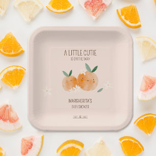Kleine Süsse Orange Citrus Botanical Baby Dusche Pappteller