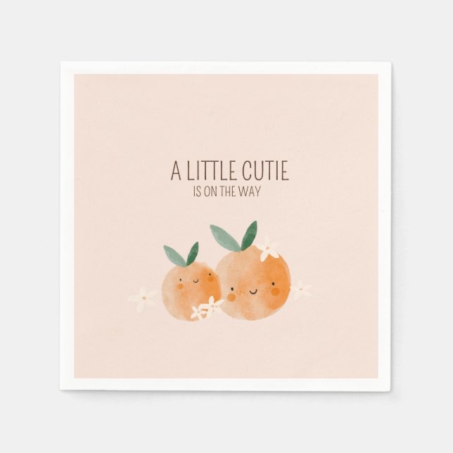 Kleine Süsse Orange Citrus Botanical Baby Dusche Serviette (Vorderseite)