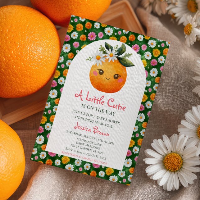Kleine Süsse Orange Citrus & Daisies Kinderdusche Einladung (Von Creator hochgeladen)