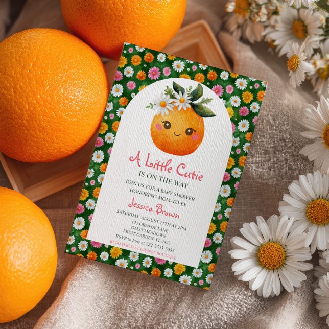 Kleine Süsse Orange Citrus & Daisies Kinderdusche Einladung (Von Creator hochgeladen)