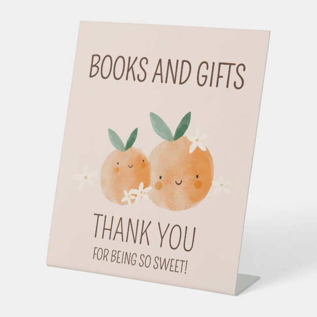 Kleine Süsse Orange Citrus Kinderbücher Geschenke Sockelschild (Vorderseite)