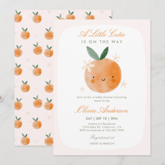 Kleine Süße, Orange Citrus Mädchen Baby Shower  Einladung