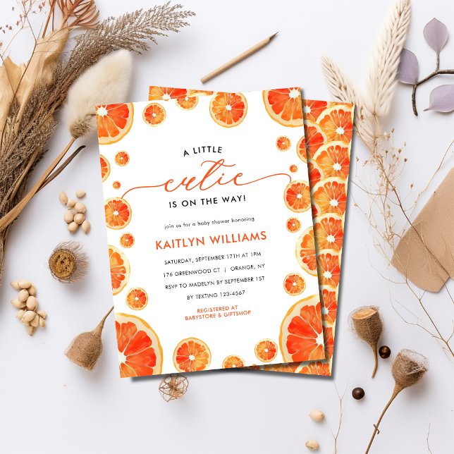 Kleine Süsse Orange Citrus Moderne Babydusche Einladung (Von Creator hochgeladen)
