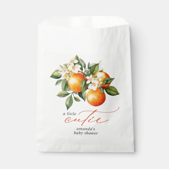 Kleine Süsse Orange Clementine Baby Dusche Gefalle Geschenktütchen (Vorderseite)