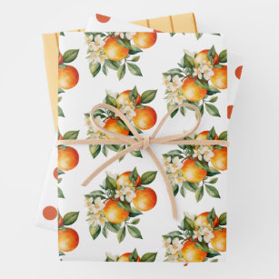 Kleine Süsse Orange Clementine Dots Babydusche Geschenkpapier Set