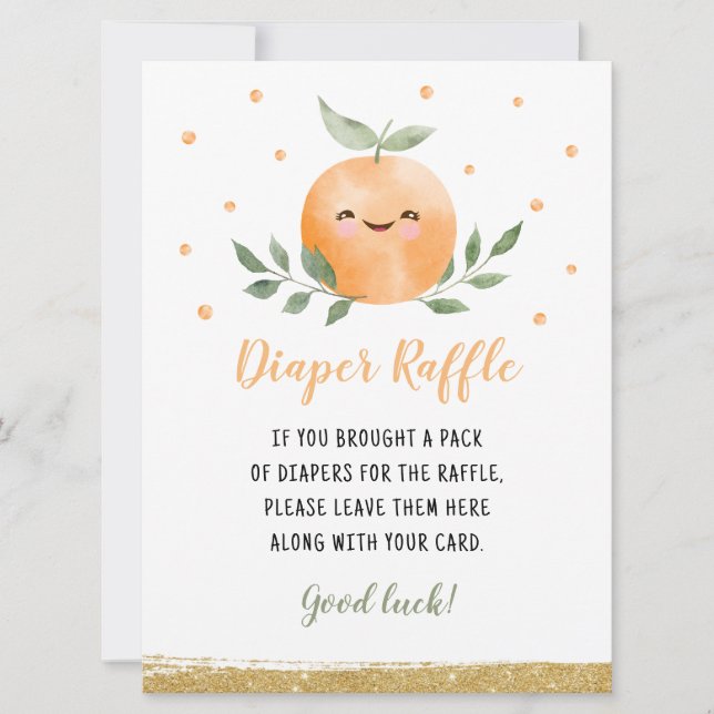 Kleine Süsse Orange Diaper Raffle Game Einladung (Vorderseite)