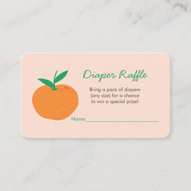 Kleine Süsse Orange Diaper Raffle Umschließkarte Begleitkarte (Vorderseite)