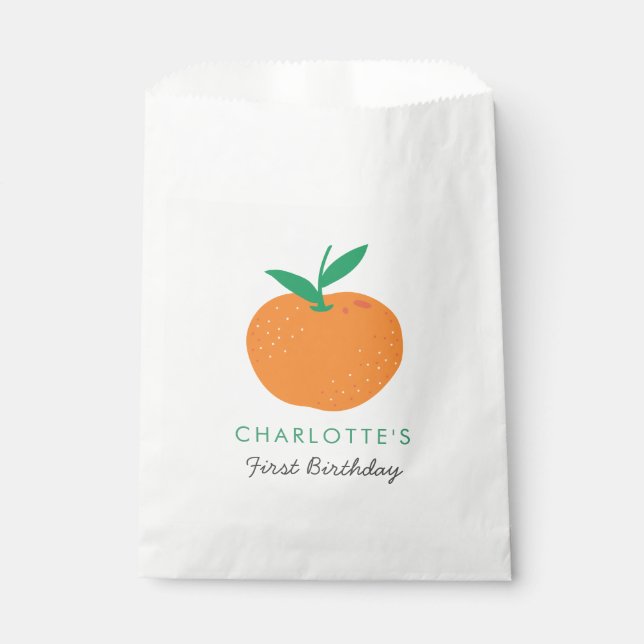 Kleine Süsse Orange First Birthday Gevor Tasche Geschenktütchen (Vorderseite)