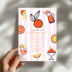 Kleine Süße Orange Frucht Doodle Mädchen Baby-Part Einladung