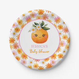 Kleine Süsse Orange Fruit mit Daisies Baby Dusche Pappteller