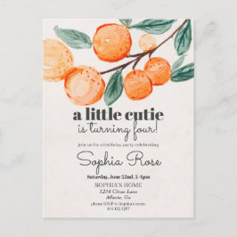 Kleine Süsse Orange Geburtstag einladen Postkarte