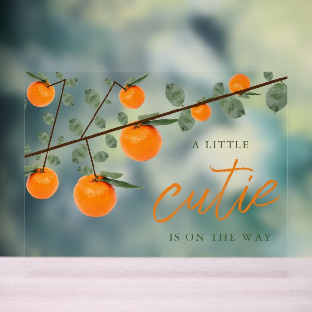 Kleine Süsse Orange Gender Neutral Baby Dusche Acrylschild (Neutral)