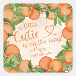 Kleine Süsse Orange Gender Neutral Baby Dusche Quadratischer Aufkleber