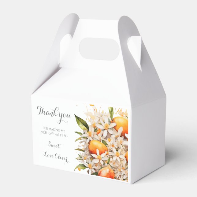 Kleine Süsse Orange Mandarine Baby Dusche Citrus Geschenkschachtel (Vorderseite)
