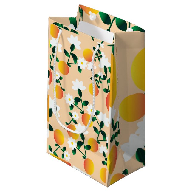 Kleine Süsse Orange Muster Kleine Geschenktüte (Vorderseite Schrägansicht)