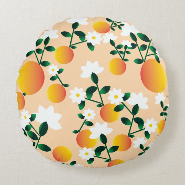 Kleine Süsse Orange Muster Rundes Kissen (Vorderseite)