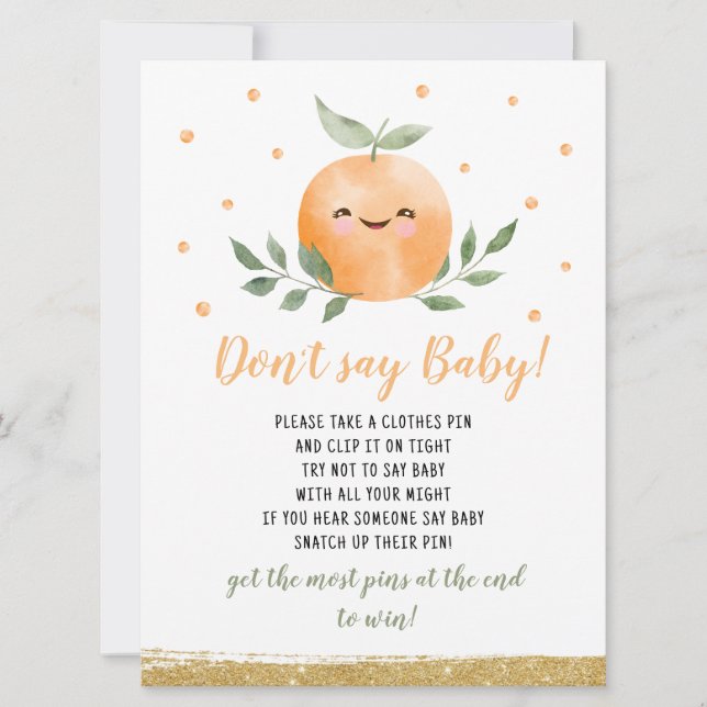Kleine Süsse Orange Say Baby Game nicht Einladung (Vorderseite)