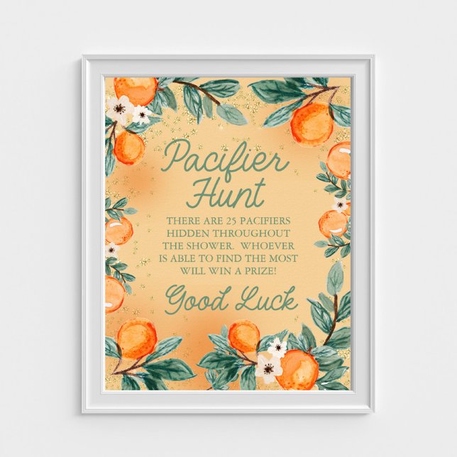 Kleine Süsse Orange Schnuller Hunt Baby Shower Gam Poster (Von Creator hochgeladen)