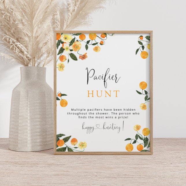 Kleine Süsse Orange Schnuller Hunt Baby Shower Gam Poster (Von Creator hochgeladen)
