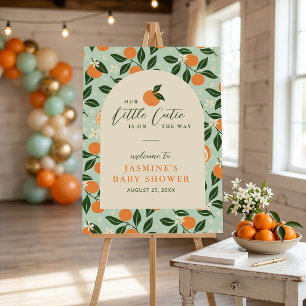 Kleine Süße Orange Zitrus Baby Shower Willkommen Poster