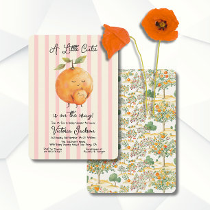 Kleine Süsse Orangen Babyduschturm Streifen Einladung