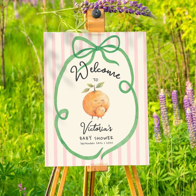 Kleine Süsse Orangen Bow Baby Dusche Begrüßungszei Poster (Von Creator hochgeladen)