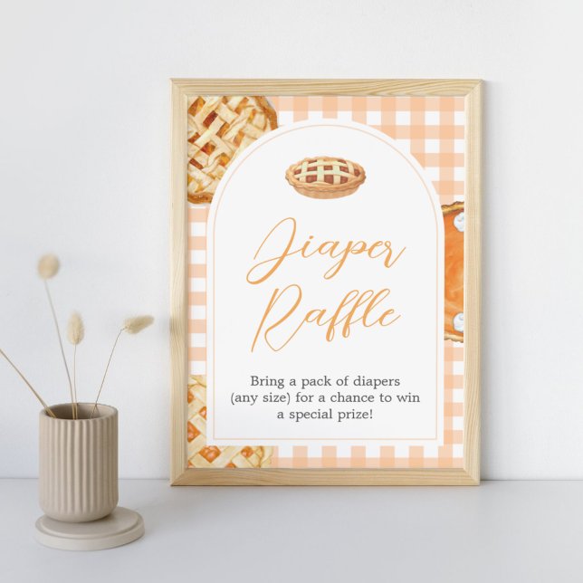 Kleine Süsse Pie Babydusche Windeln Raffelzeichen Poster (Little Cutie Pie Fall Baby Shower Diaper Raffle Sign)
