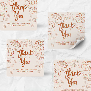 Kleine Süsse Pie Fall Babydusche Quadratischer Aufkleber