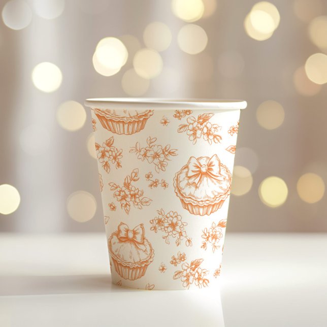 Kleine Süsse Pie Floral Toile de jouy Baby Dusche Pappbecher (Von Creator hochgeladen)