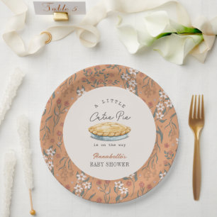 Kleine Süsse Pie Orange Floral Baby Dusche Pappteller