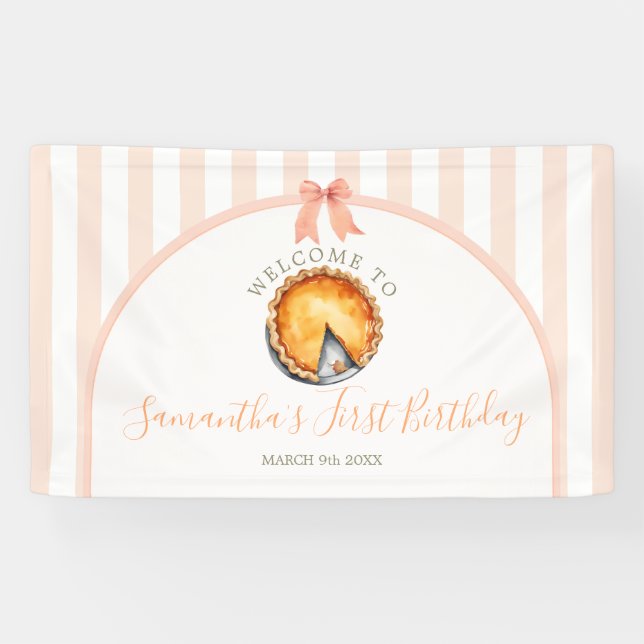 Kleine Süsse Pie Orange Gingham Willkommen Groß Banner (Horizontal)