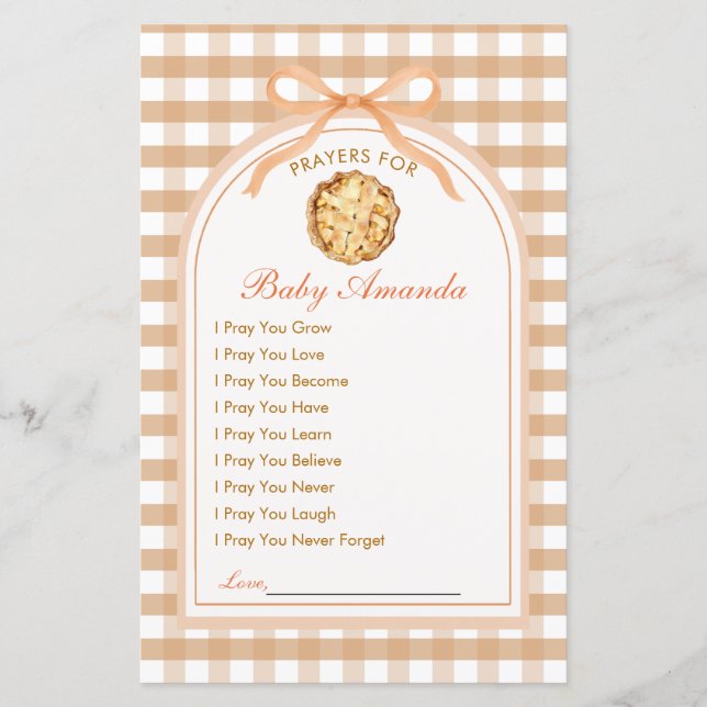 Kleine Süsse Pie Prayer Card 1. Geburtstag (Vorderseite)