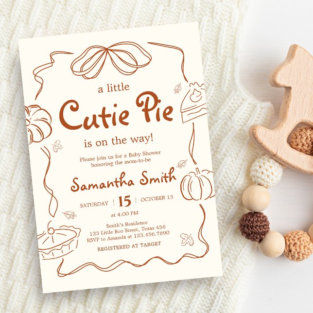 Kleine Süsse Pie Pumpkin Baby Dusche Einladung (Hand Drawn Little Cutie Pie Baby Shower Invitation)
