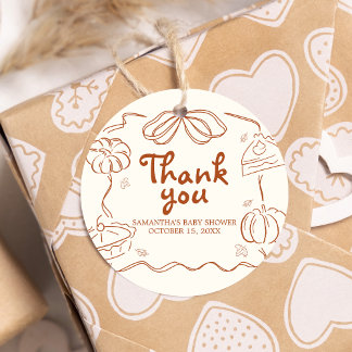 Kleine Süsse Pie Pumpkin Baby Dusche Runde Geschenkanhänger