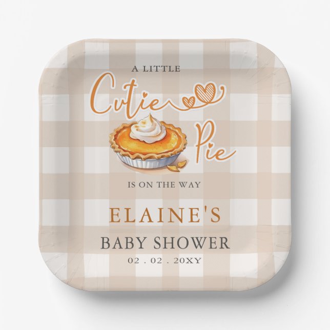 Kleine Süsse Pie Pumpkin Pie Fall Baby Dusche Pappteller (Vorderseite)