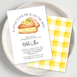 Kleine Süsse Pie Yellow Gingham Kariert Baby Dusch Einladung
