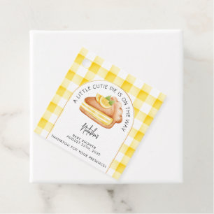 Kleine Süsse Pie Yellow Gingham Kariert Baby Dusch Geschenkanhänger