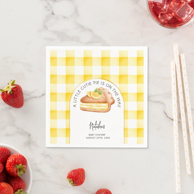 Kleine Süsse Pie Yellow Gingham Kariert Baby Dusch Serviette (Beispiel)