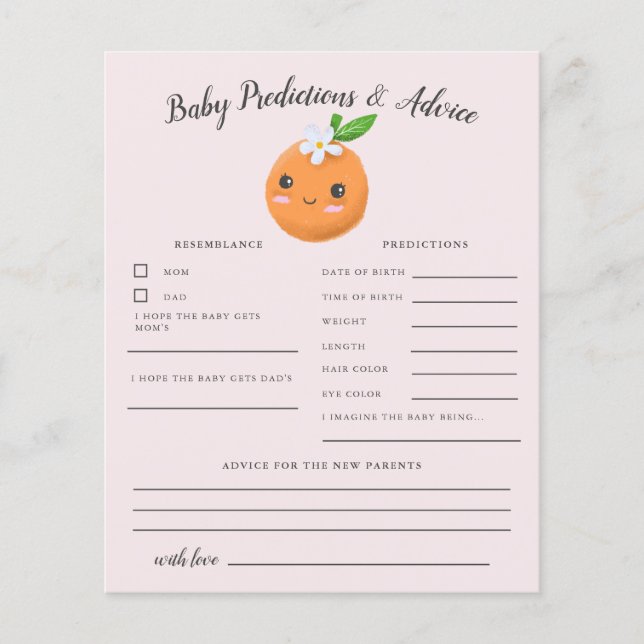 Kleine Süsse Pink Baby Vorhersagen & Advice Card (Vorderseite)
