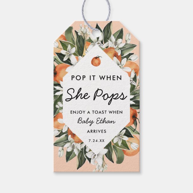 Kleine Süsse Pop Es, wenn sie Pop Champagner Flasc Geschenkanhänger (Vorderseite)