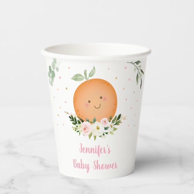 Kleine Süsse Rosa Blumendusche Pappbecher (Vorderseite)