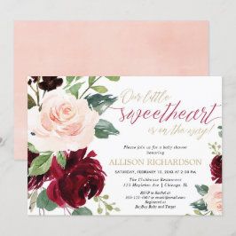 Kleine süße rosa goldene Bordeauxdusche Einladung