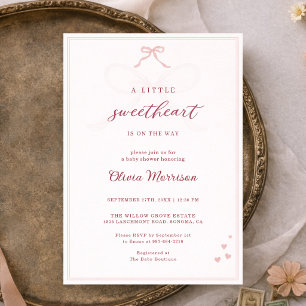 Kleine Süße Rosa Schleife Baby Shower Einladung