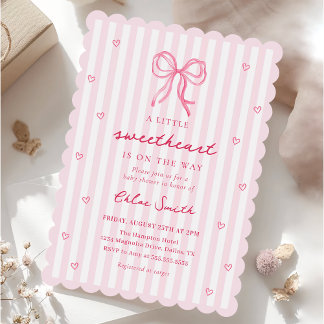 Kleine Süße Rosa Schleife Baby Shower Einladung